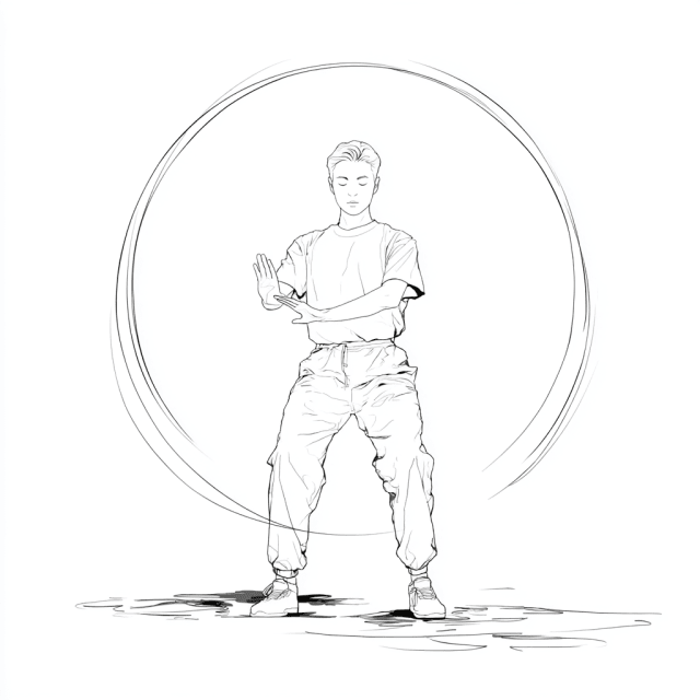 Qi Gong Stellung Mond spiegeln