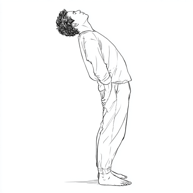 Qi Gong Stellung Rücken wie ein Bogen