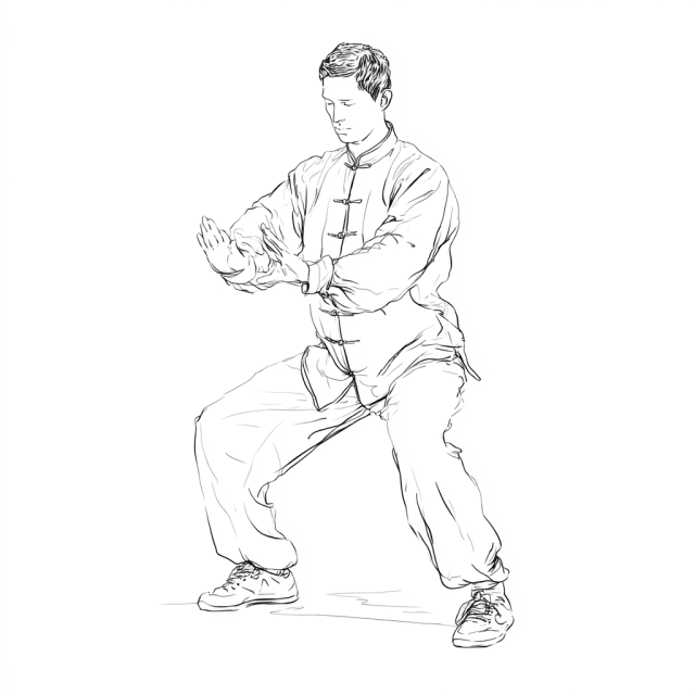 Qi Gong Stellung Tiger kehrt zum Berg zurück