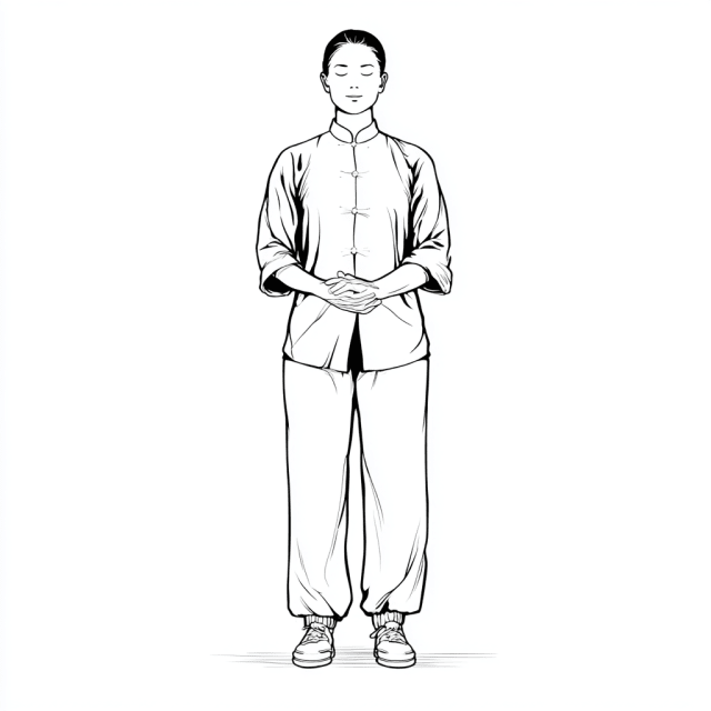 Qi Gong Stellung Zentrierung im Unteren Dantian