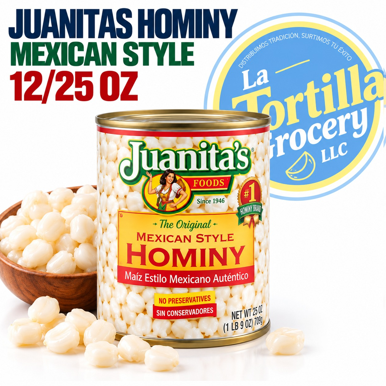 JUANITAS HOMINY MEXICAN STYLE 12/25 OZ