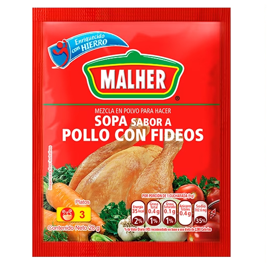 MALHER SOPITA POLLO TIRAS 25/12OZ