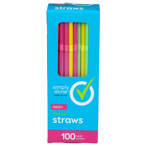 SIMPLY DONE FLEX NEON STRAWS 12/100CT