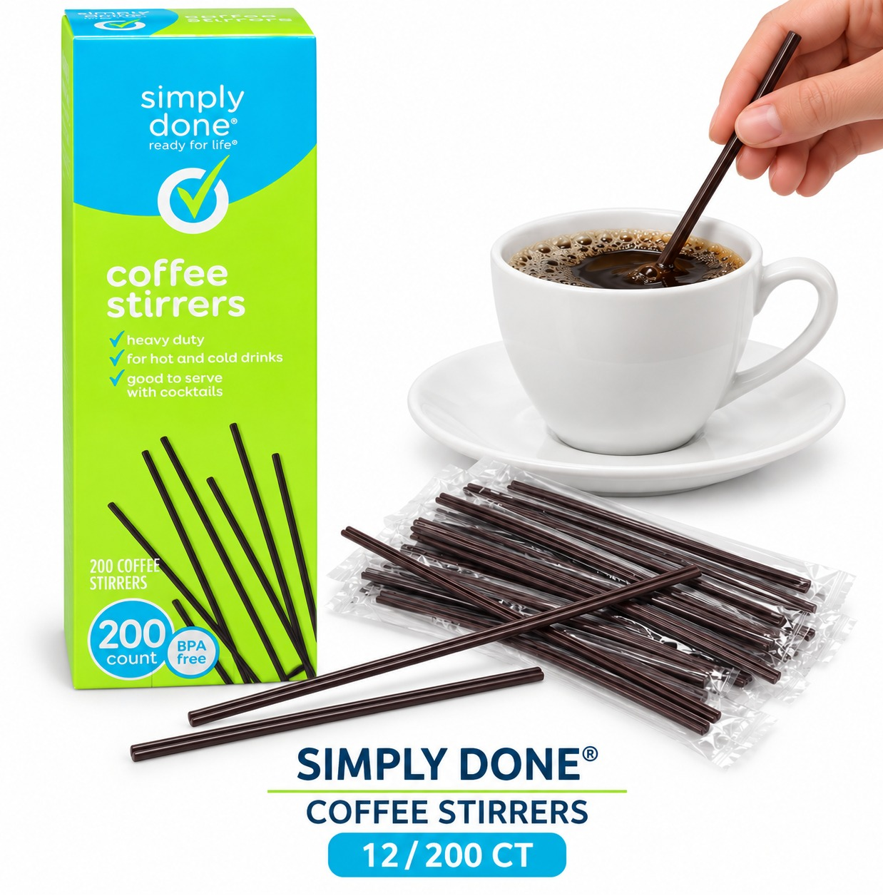 SIMPLY DONE COFFEE STIRRERS 12/200CT