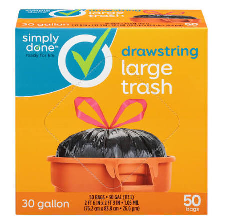 SIMPLY DONE DRAWSTR TRASH BAGS