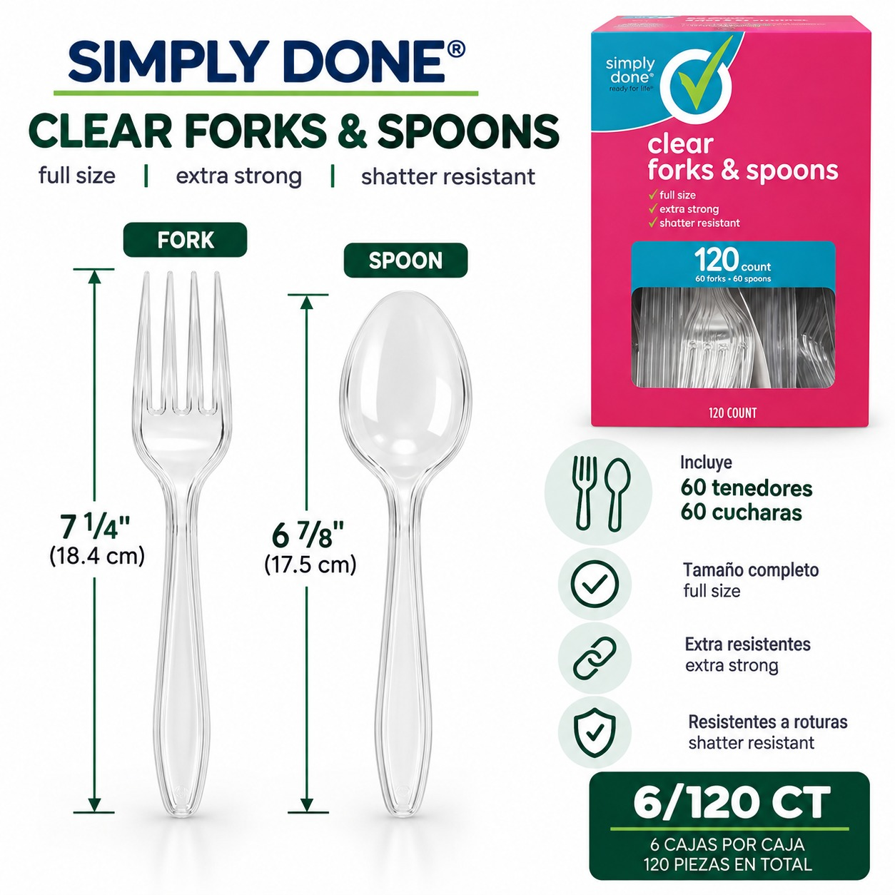 SIMPLY DONE CLEAR FORK / SPOON 6/120CT