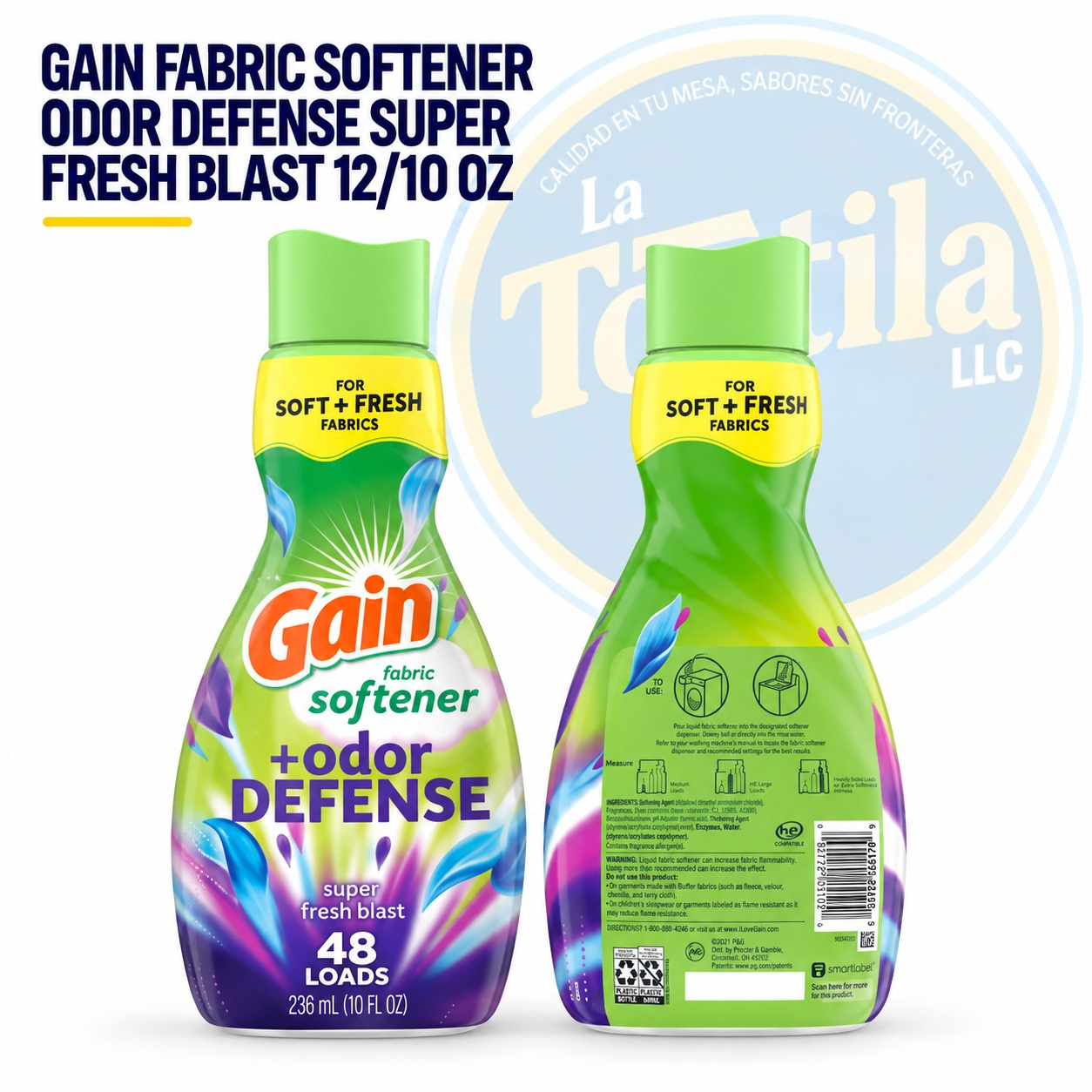 GAIN FABRIC SOFTENER  ODOR DEFENSE SUPER FRESH BLAST 12/10 OZ