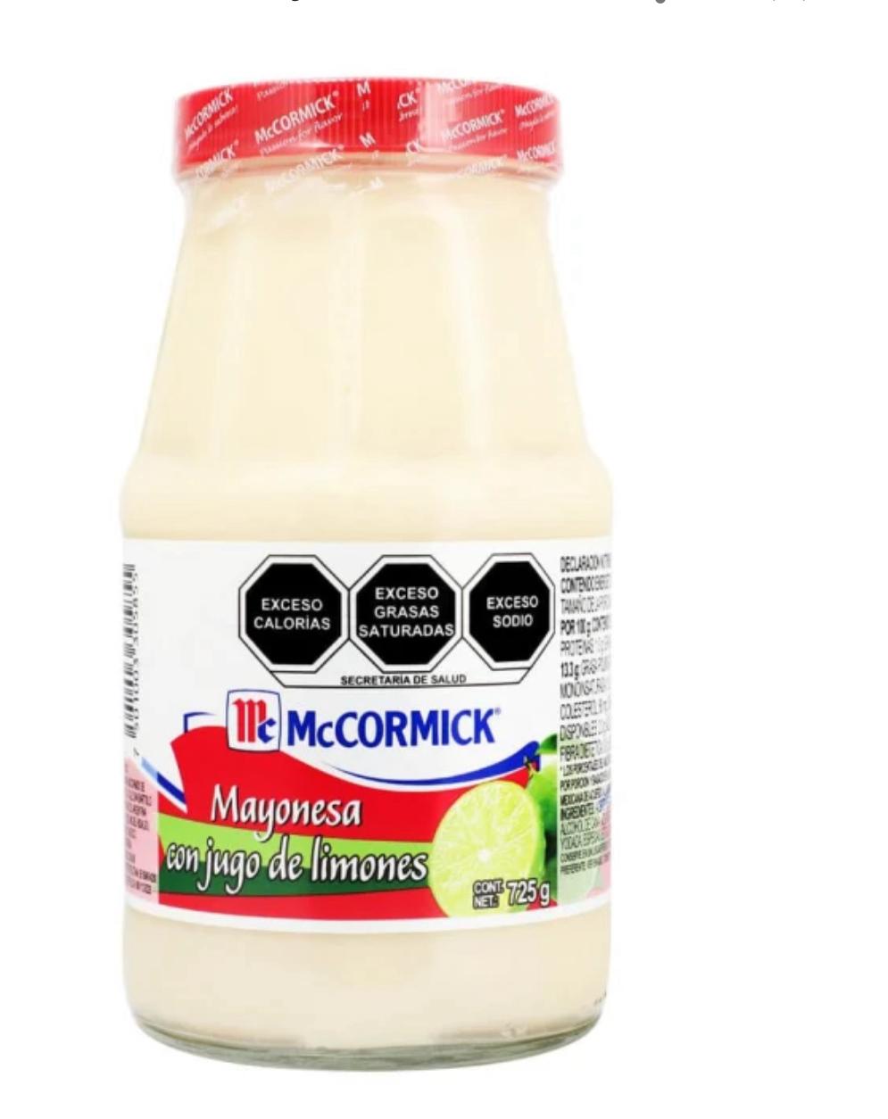 MCCORMICK MAYONESA CON LIMON 28OZ 12/725GRS