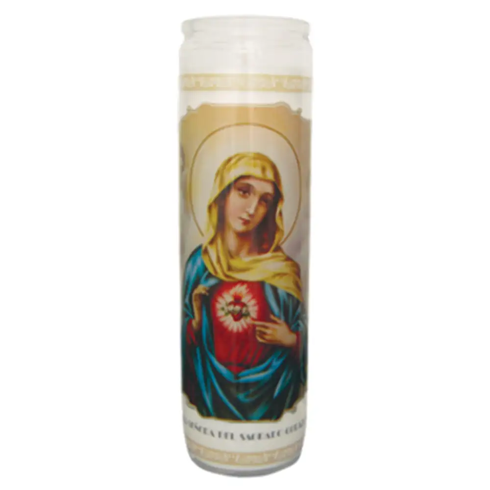 CANDLE VEL-MEX  VIRGEN DEL SAG. CORAZON WHITE 12 CT