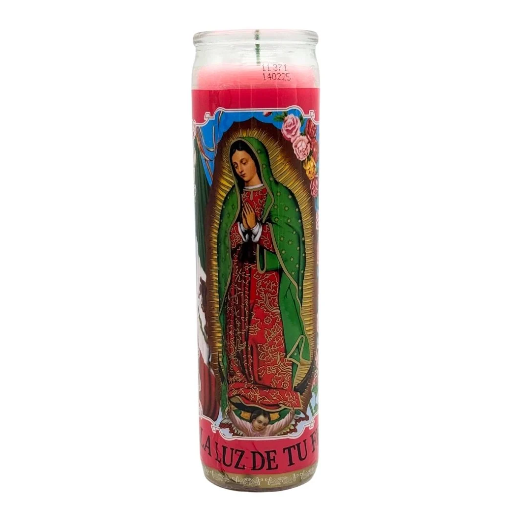 CANDLE VEL-MEX VIRGEN DE GUADALUPE ROSA 12 CT