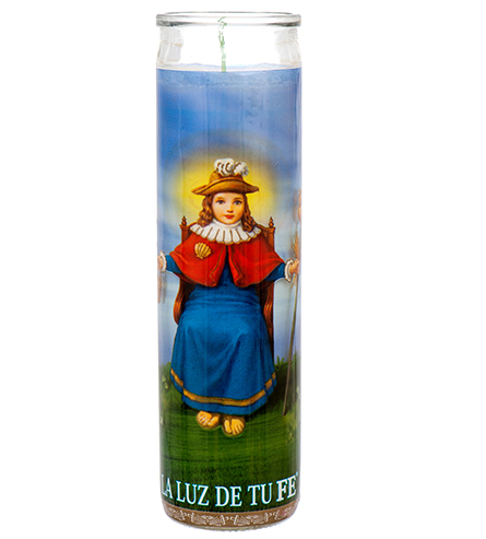 CANDLE VEL-MEX CILINDRO SANTO NINO DE ATOCHA WHITE 12 CT