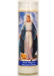 CANDLE VEL-MEX CILINDRO MARIA MILAGROSA WHITE 12 CT