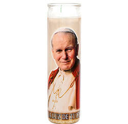 CANDLE VEL-MEX  CILINDRO  JUAN PABLO II WHITE 12 CT