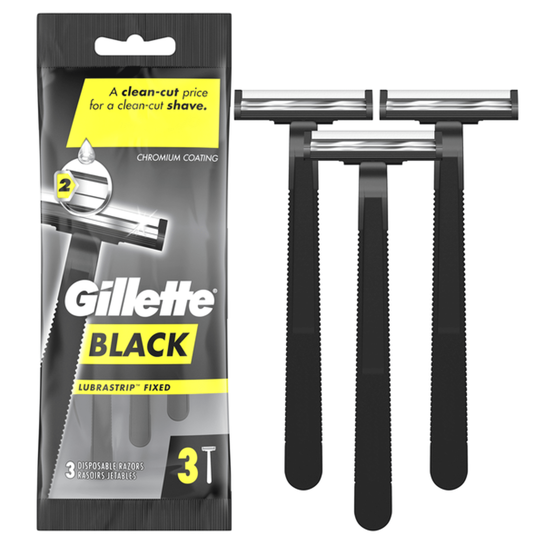 GILLETTE RAZOR 16/3 CT BLACK FIXED