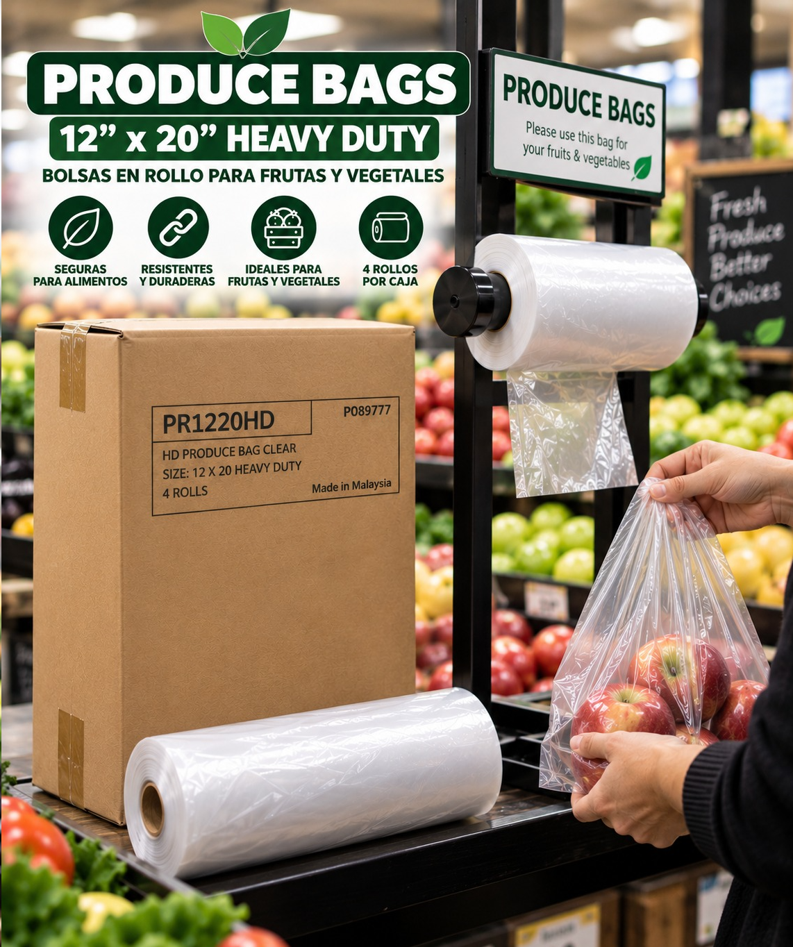 FS PRODUCE BAG  12*20 4 ROLL (bolsa verduras)
