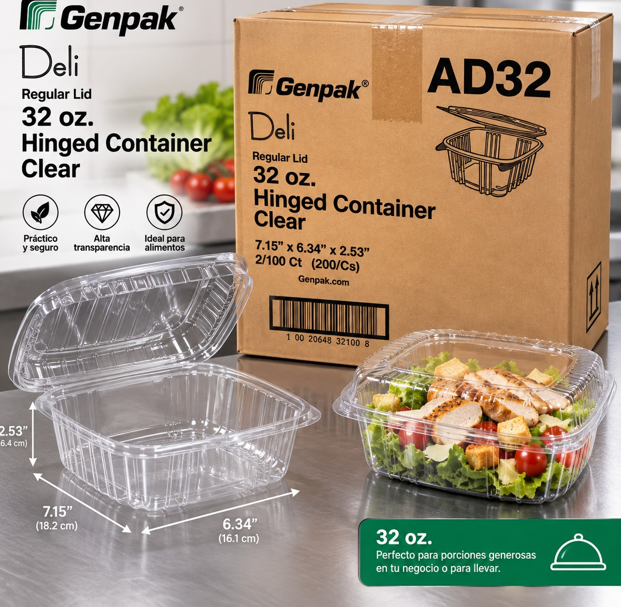 FS CLEAR HINGED CONTAINER  200/32 OZ