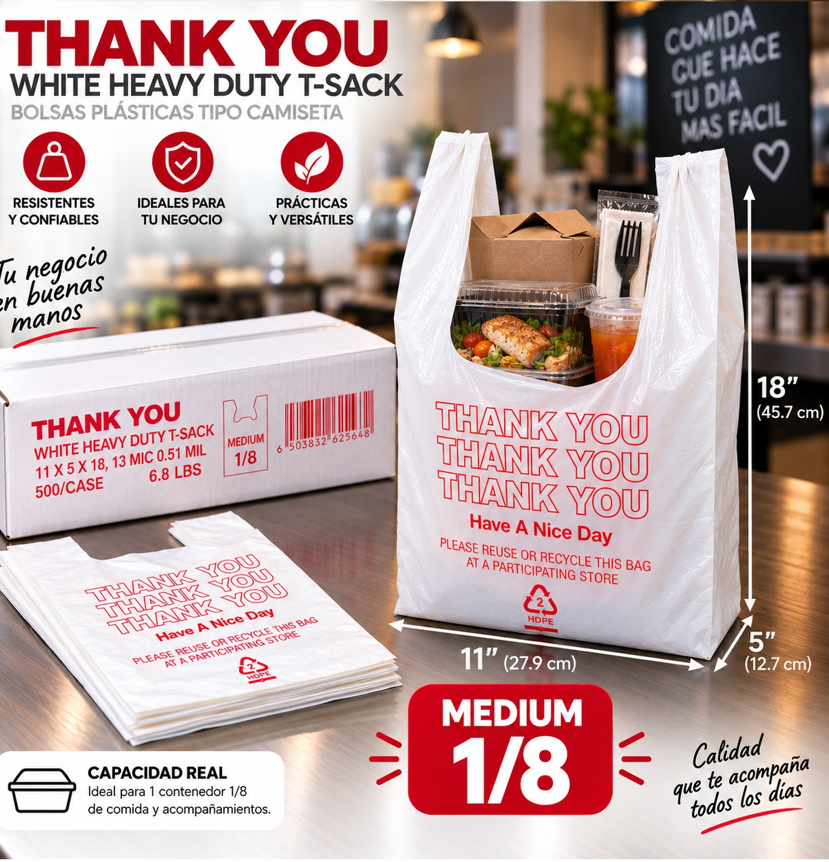 FS  THANK YOU WHITE BAGS 10*5*18 (1/8) MEDIUM