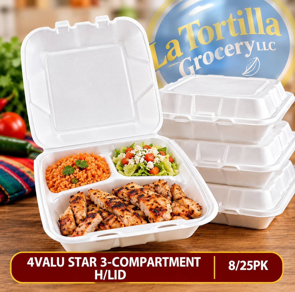 VALU STAR 3-COMPARTMENT H/LID 8/25PK