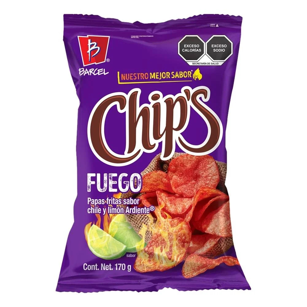 SABRITAS CHIPS MORADO FUEGO BARCEL 1/170G (14)