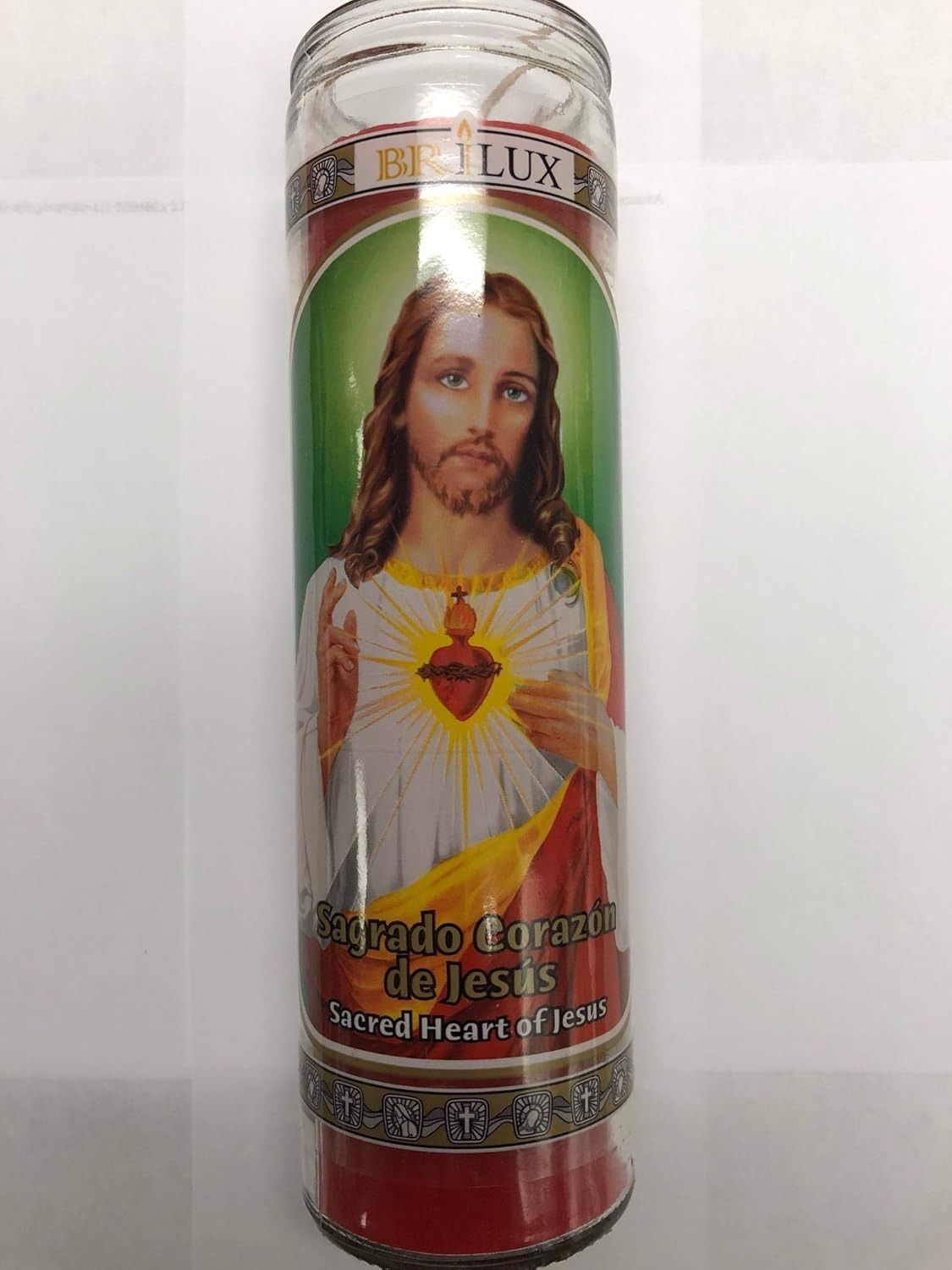 CANDLE BRILUX SAGRADO CORAZON JESUS  RED 12 CT