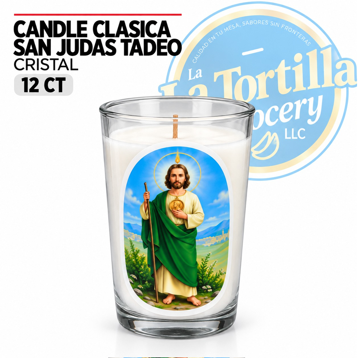 CANDLE CLASICA SAN JUDAS TADEO CRISTAL12 CT