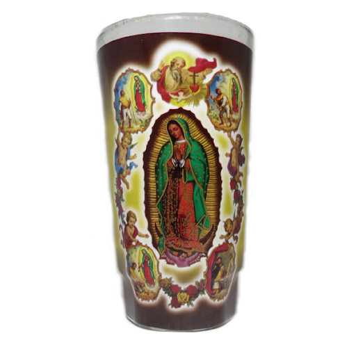 CANDLE CLASICA VIRGEN GUADALUPE CRISTAL APARICION 12CT