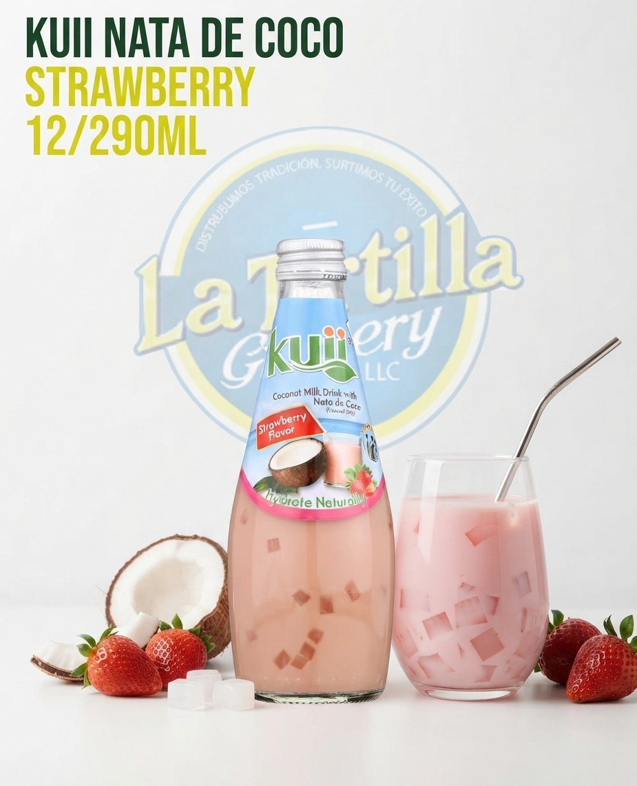 KUII NATA DE COCO SRTRAWBERRY 12/290ML