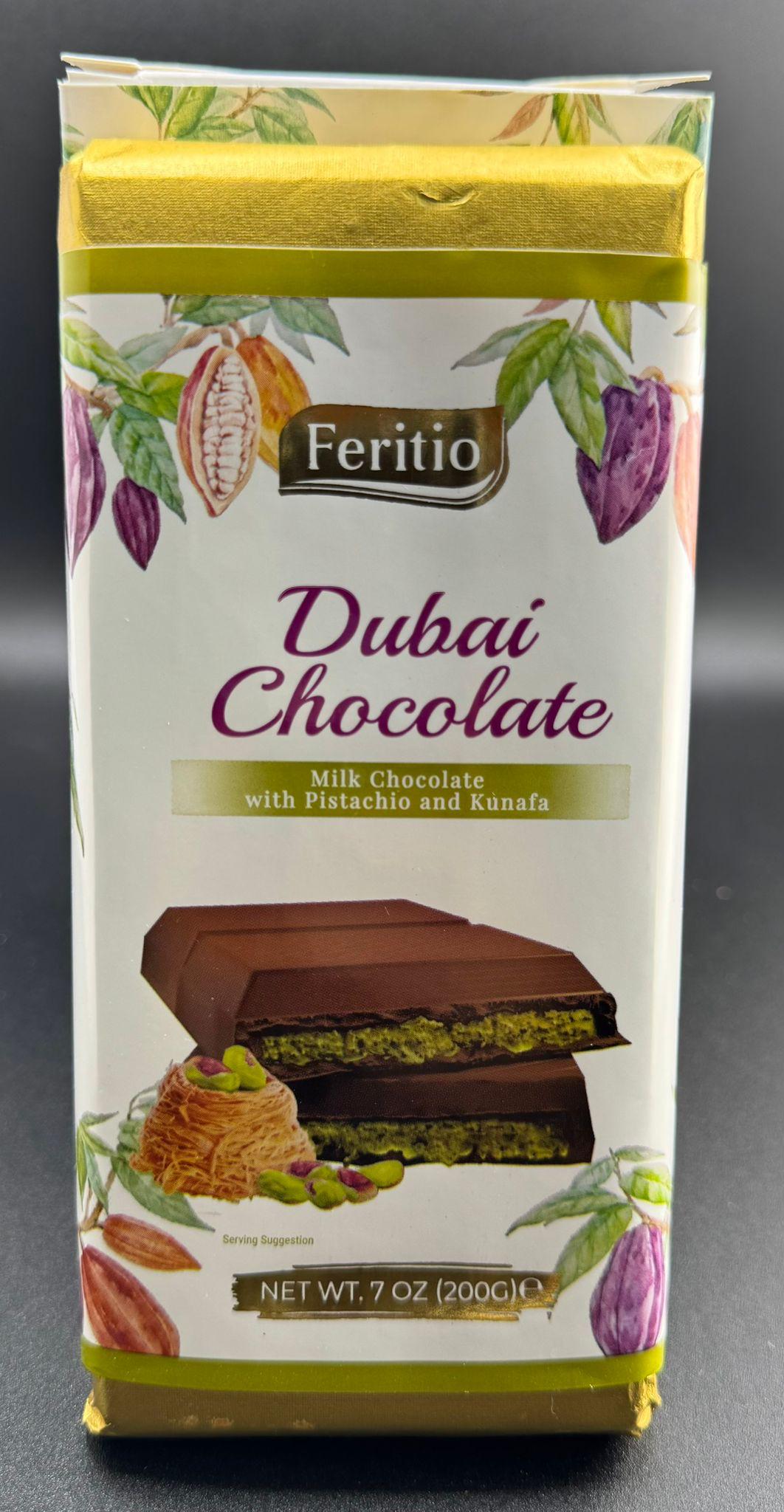 CCH FERITIO DUBAI CHOCOLATE WITH PISTACHO AND KUNAFA 1/6 UNITS 200 gr