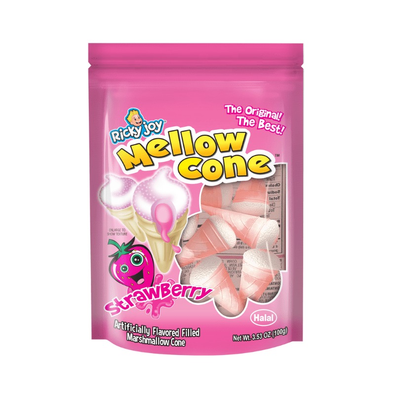 RICKY JOY MELLOW CONE STRAWBERRY FLAVOR 18/3.53 OZ