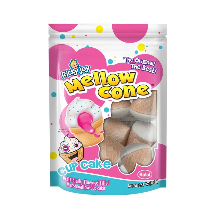 RICKY JOY MELLOW CONE STRAWBERRY CUP CAKE 18/3.53 OZ