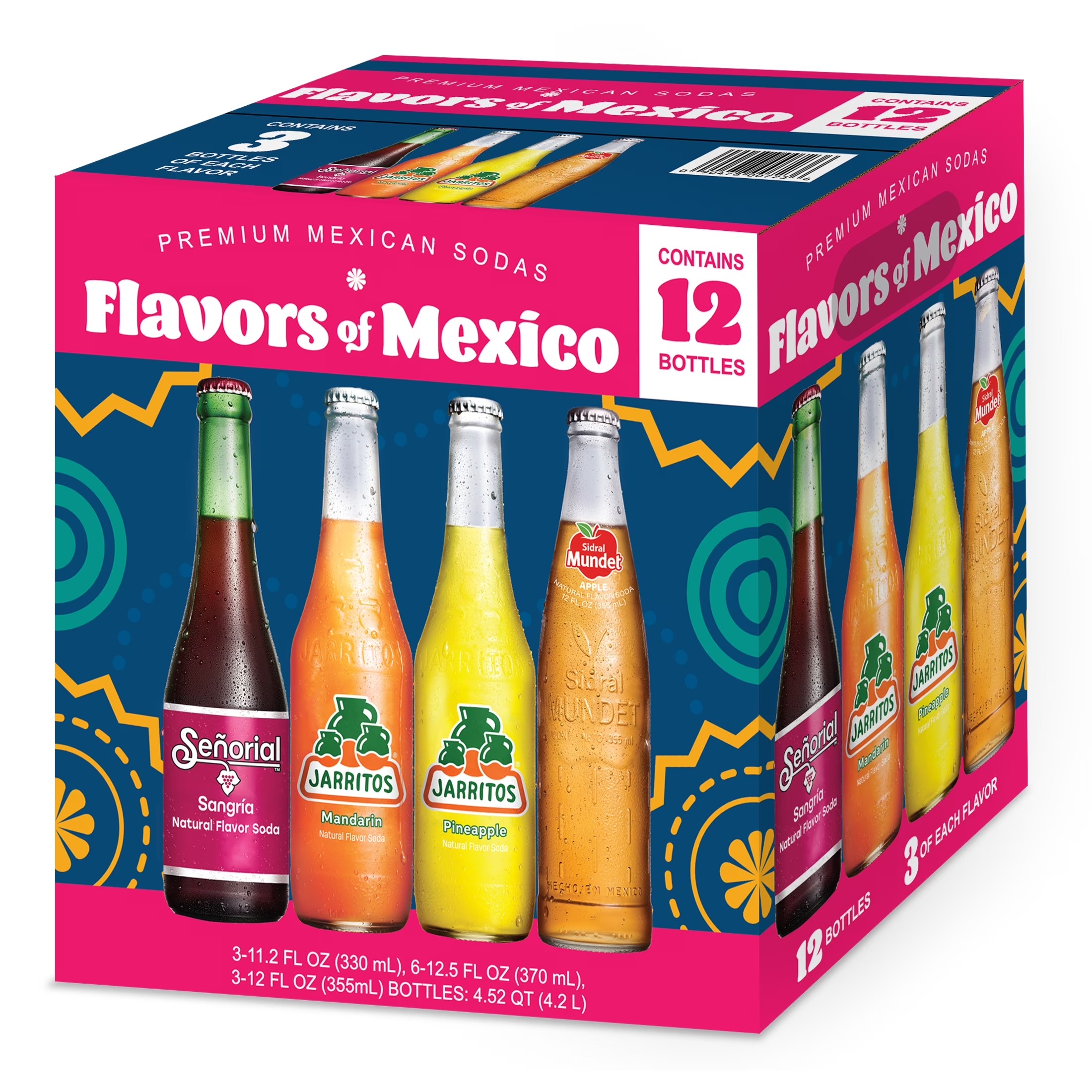 JARRITOS GLS FLAVORS OF MEXICO 12/12.05OZ (3 mandarina, 3 pineapple, 3 sangria, 3 sidral)