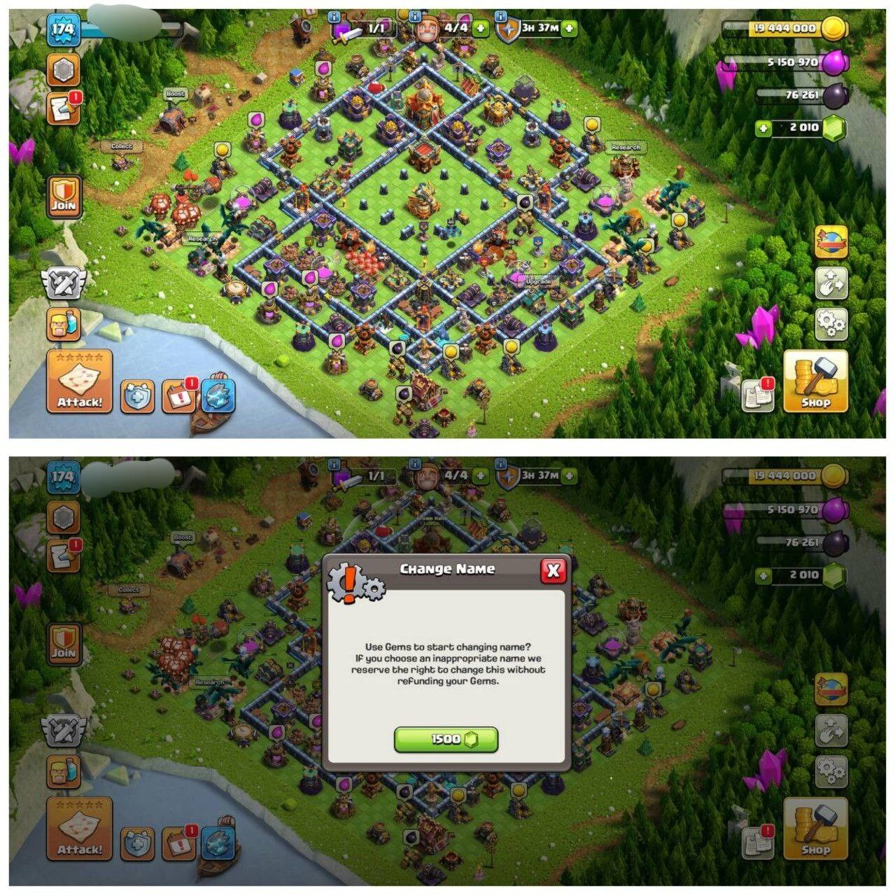 {65% DISCOUNT} TH16 RUSH ID ⚡️10 EPIC EQUIPMENT⚡️XP-174⚡️HERO 68-81-48-45-25⚡️1500 GEMS NAME CHANGE⚡️186 CWL MEDALS⚡️ MAGIC ITEMS⚡️OP LAB