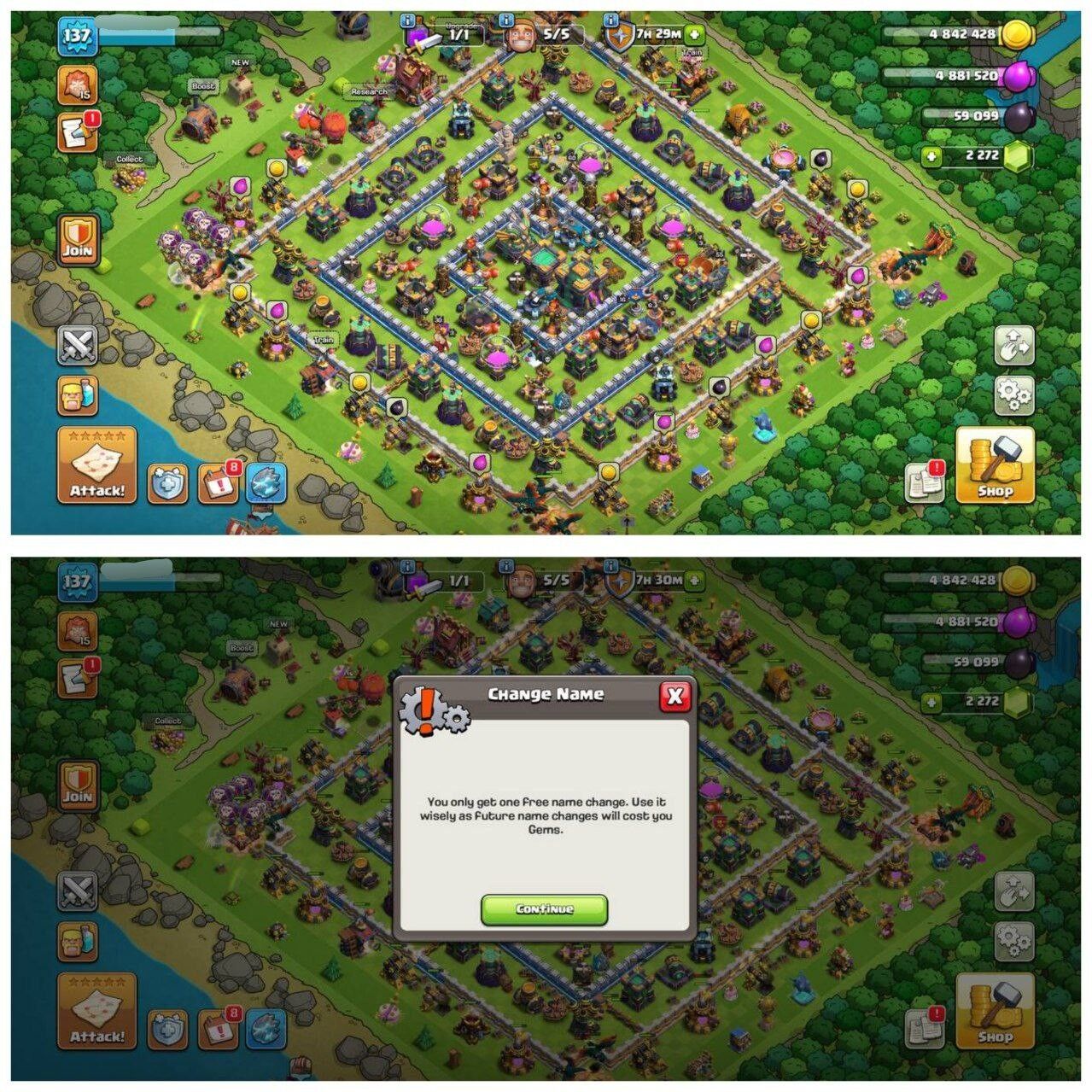 {70% DISCOUNT} TH14 HALF MAX ID⚡️5 EPIC EQUIPMENT⚡️XP-137⚡️HERO 55-60-28-30-16⚡️FREE GEMS NAME CHANGE ⚡️OP LAB