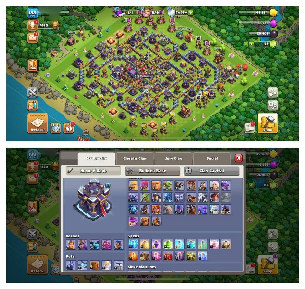 {STRONG ACCOUNT} TH15 SEMI MAX ⚡️11 EPIC EQUIPMENT⚡️XP-188⚡️HERO 77-76-53-52-30⚡️500 GEMS NAME CHANGE⚡️MAGIC ITEMS⚡️OP LAB