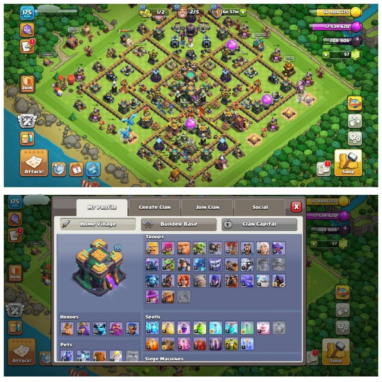 {75% DISCOUNT} TH14 ALMOST MAX ⚡️3 EPIC EQUIPMENT⚡️XP-175⚡️HERO 69-76-50-50-25⚡️ MAGIC ITEMS⚡️OP LAB⚡️