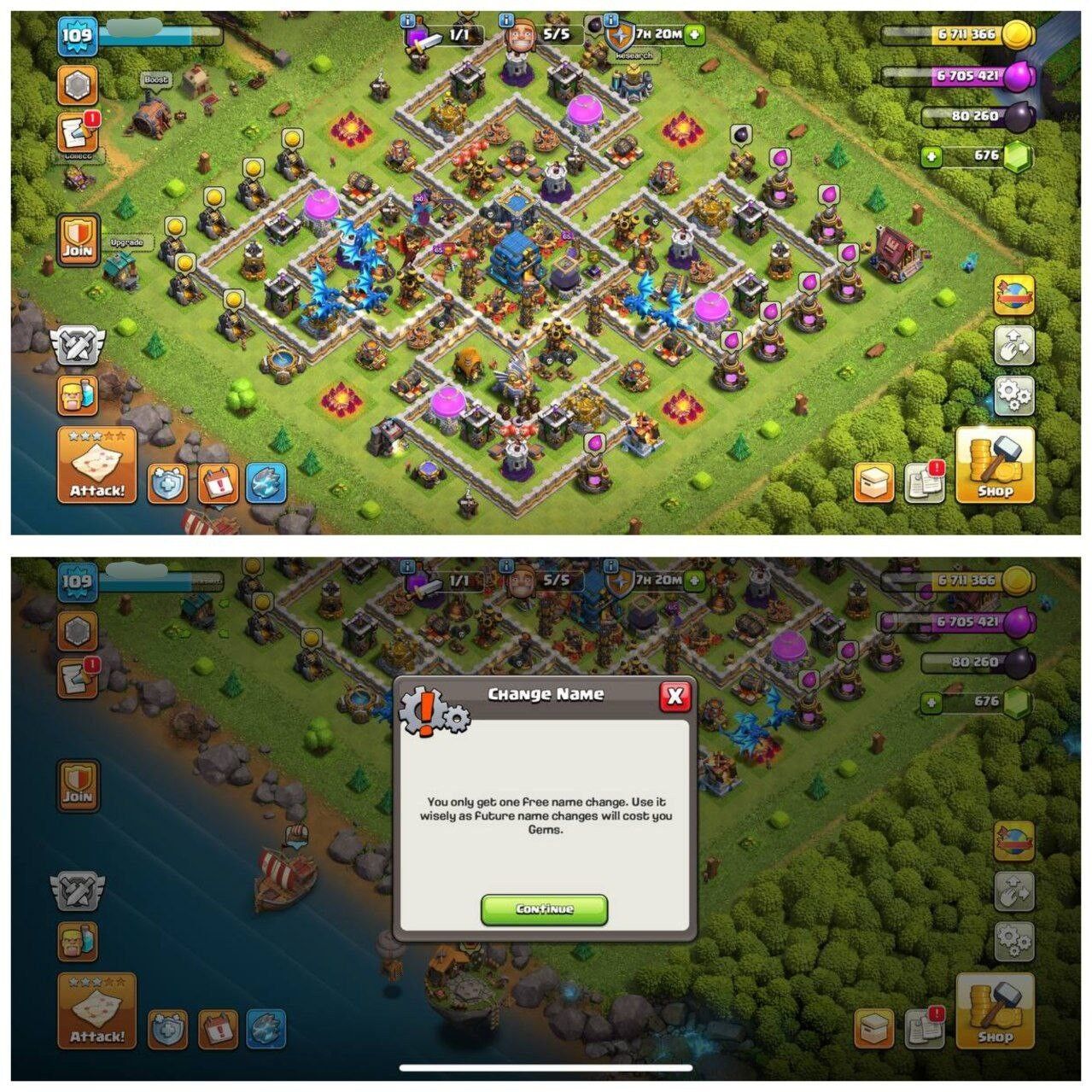 {55% DISCOUNT} TH12 HALF MAX BASE ⚡️6 EPIC EQUIPMENT⚡️XP-109⚡️HERO 43-43-29-20⚡️FREE GEMS NAME CHANGE⚡️OP LAB🚚