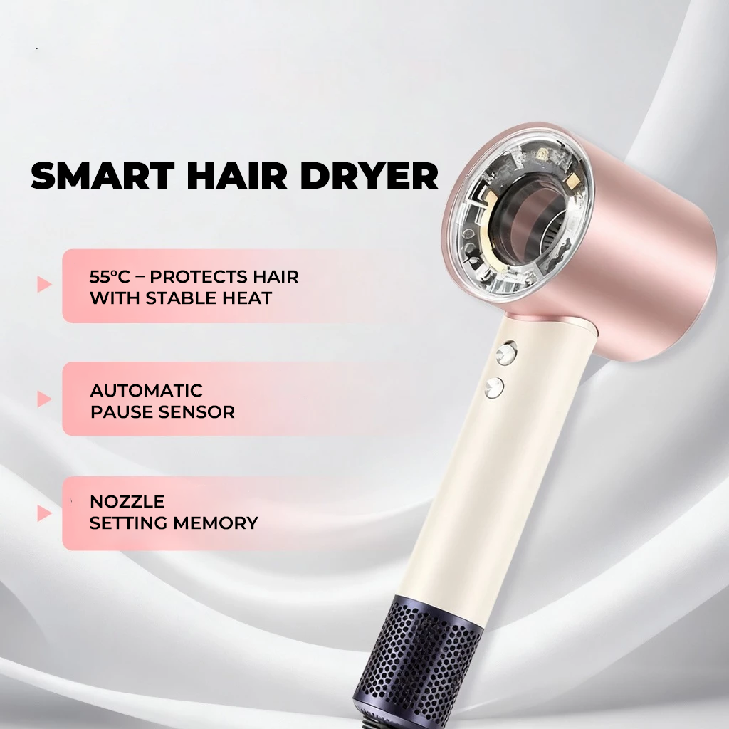 DRYON D16 Smart Sensor Hair Dryer - Auto-Pause Technology with 5 Memory Attachments