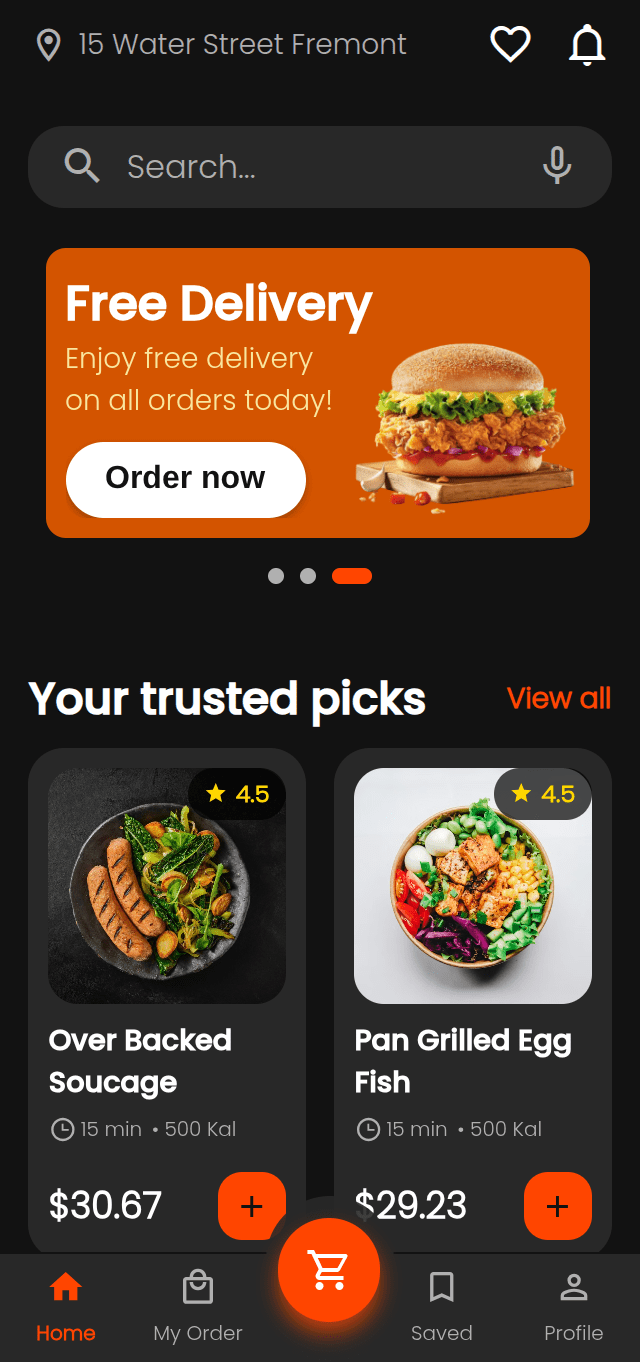 Food App Home Screen UI