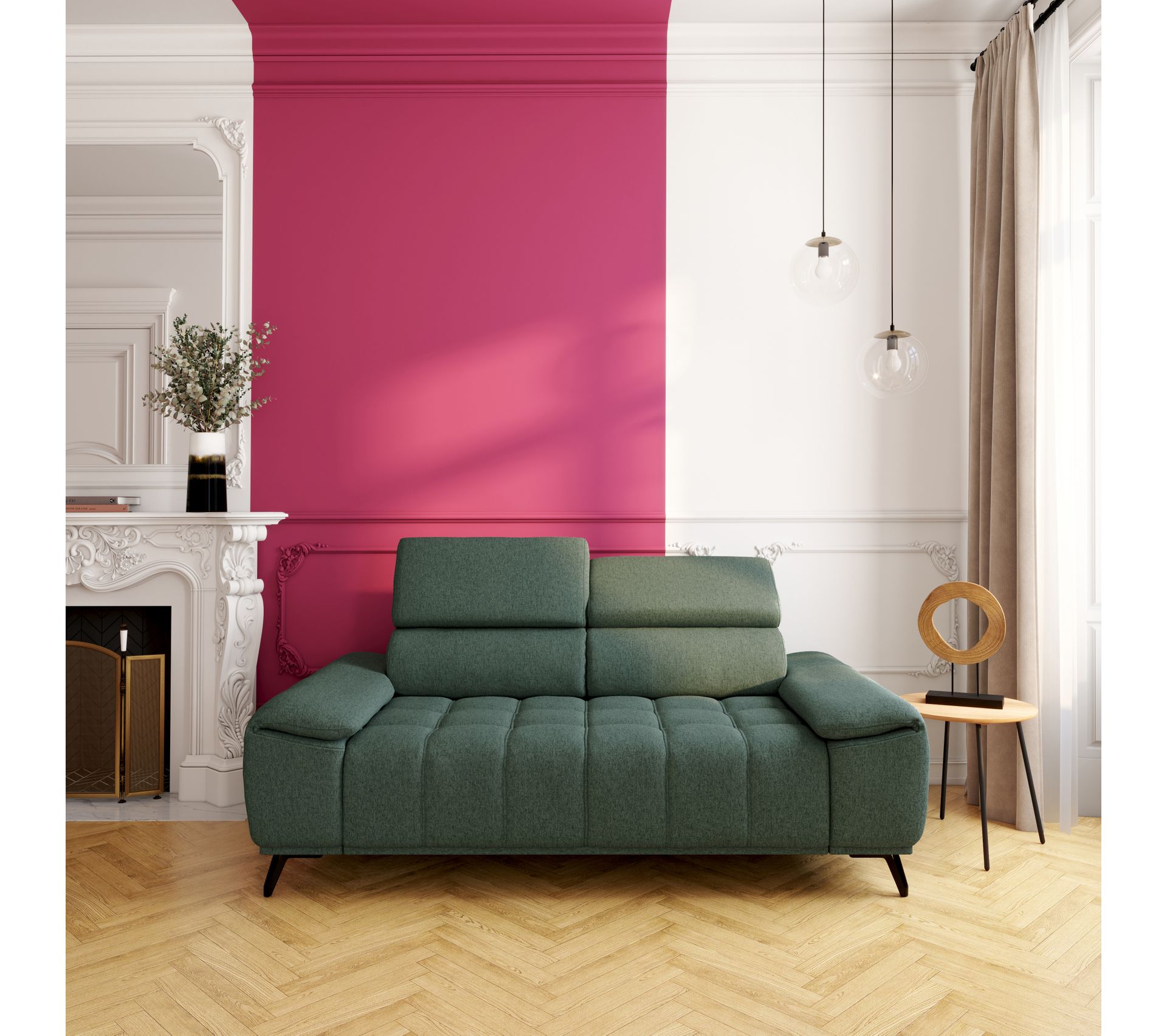 Canapé PALLADIO | 3 places relax | Tissu Polaris vert kaki