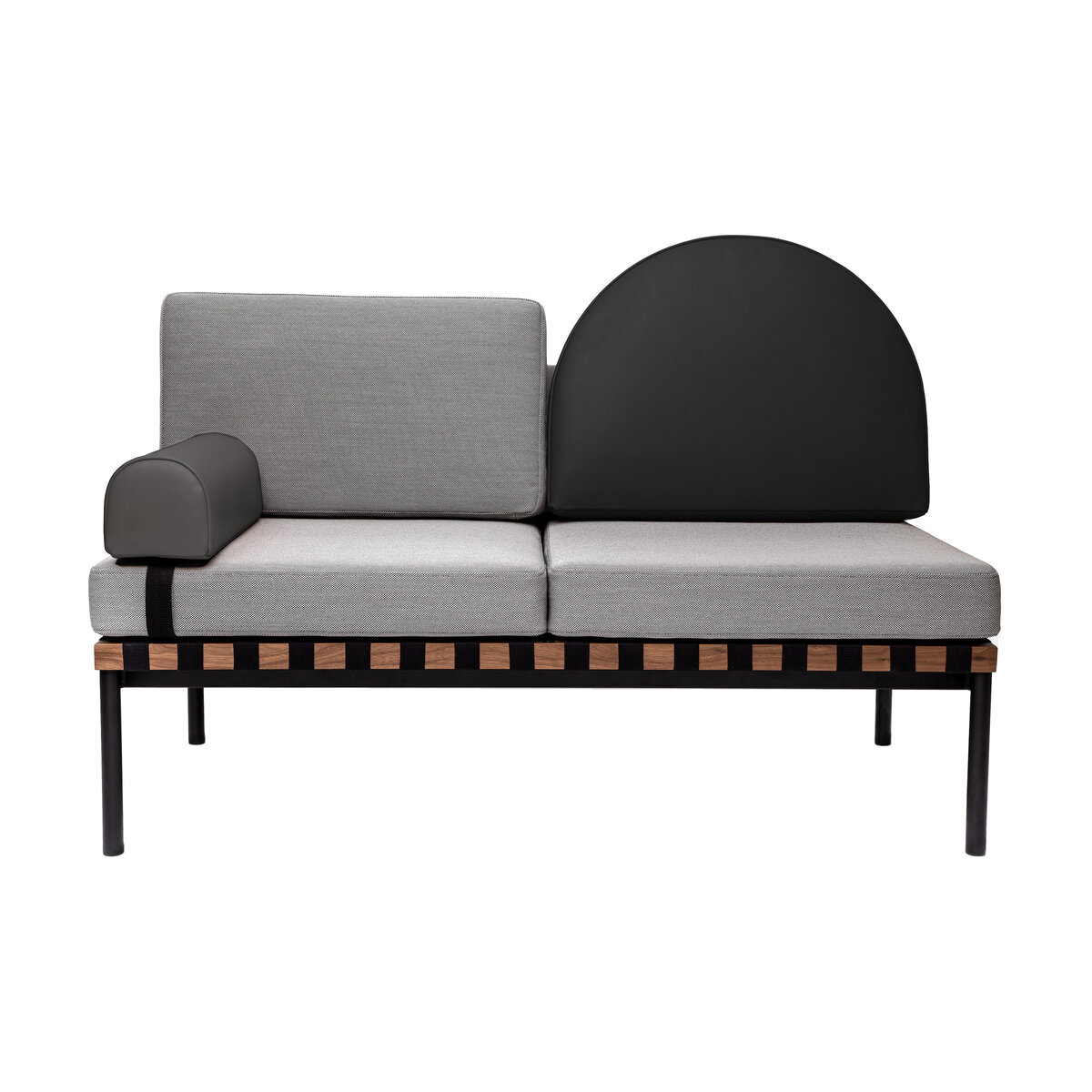 Canapé 2 places sans accoudoirs en noyer gris et noir Grid - Petite Friture