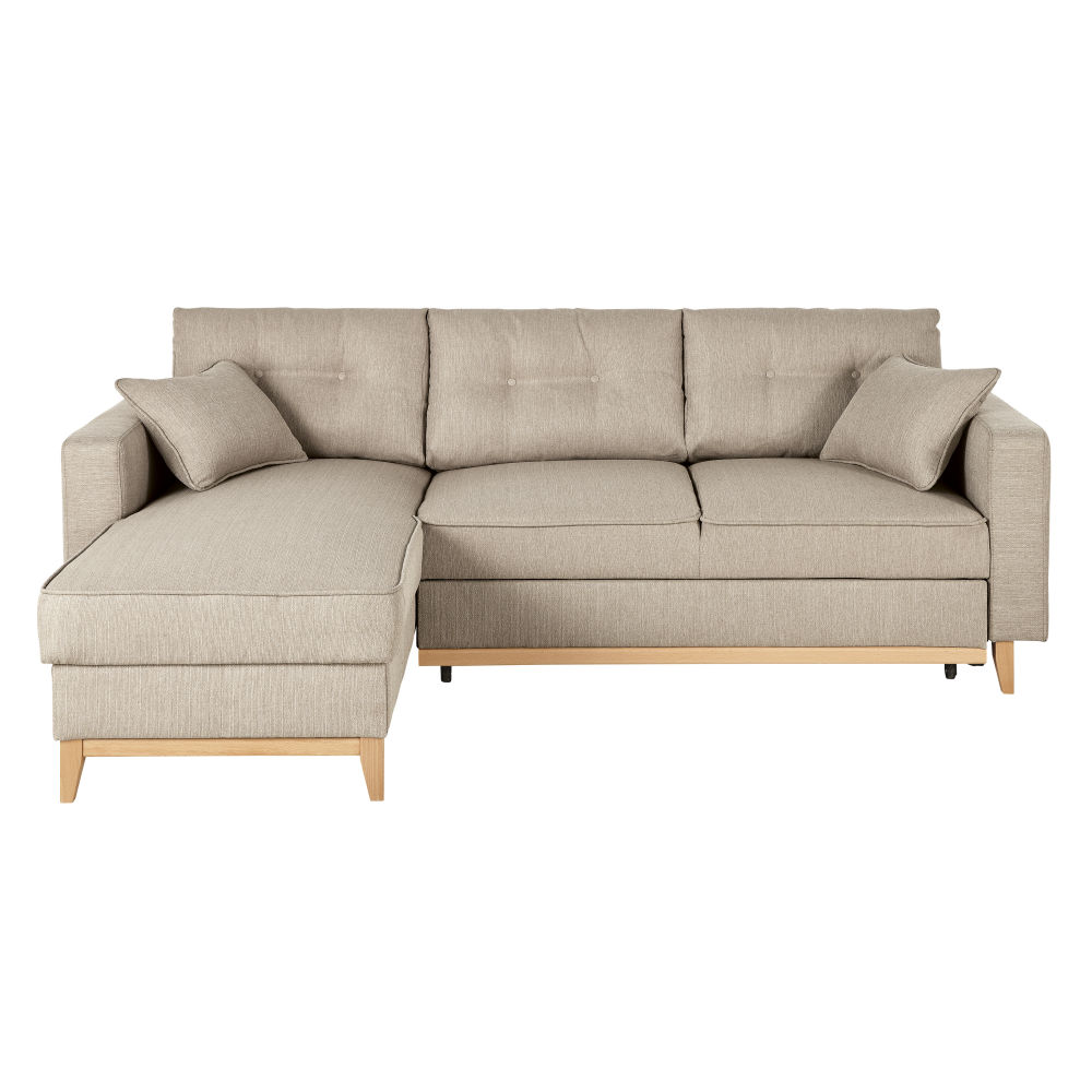 Canapé d'angle convertible 3/4 places gris clair Moêtreal