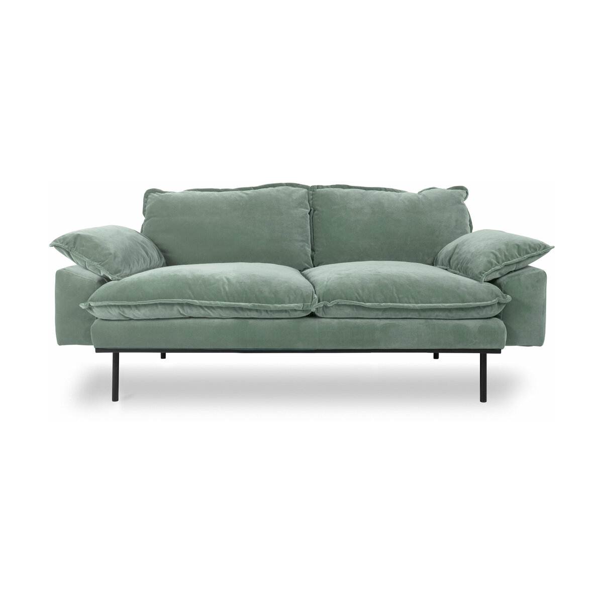 Canapé 2 places en velours vert d'eau Retro - Hkliving