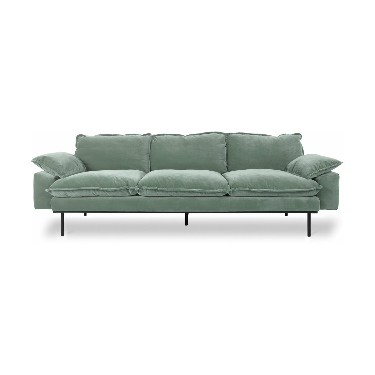 Canapé 4 places en velours vert d'eau Retro - Hkliving
