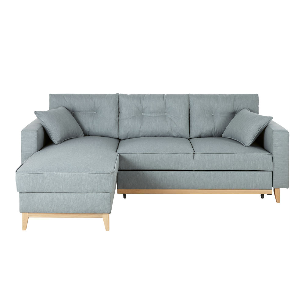 Canapé d'angle convertible 4/5 places beige Brooke