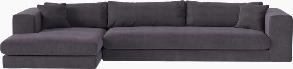 Canapé d'angle en velours brut anthracite 280cm Bellechasse - Panac