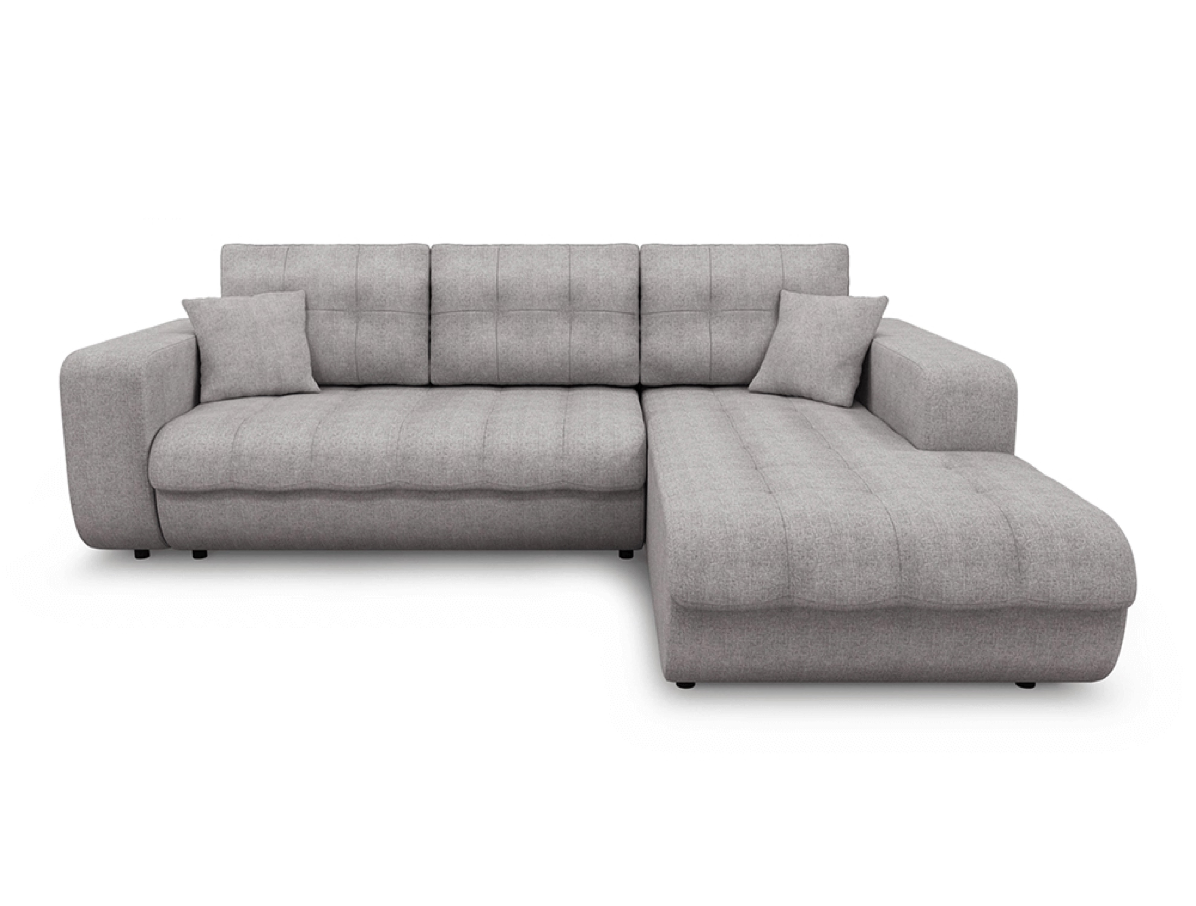 Canapé d'angle convertible en tissu gris clair