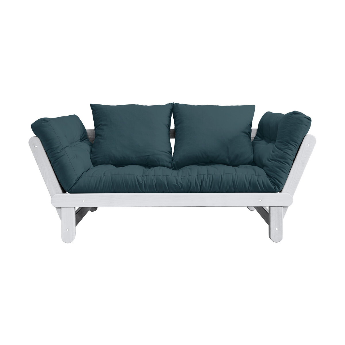 Canapé en bois blanc convertible 1 place bleu petrole Beat