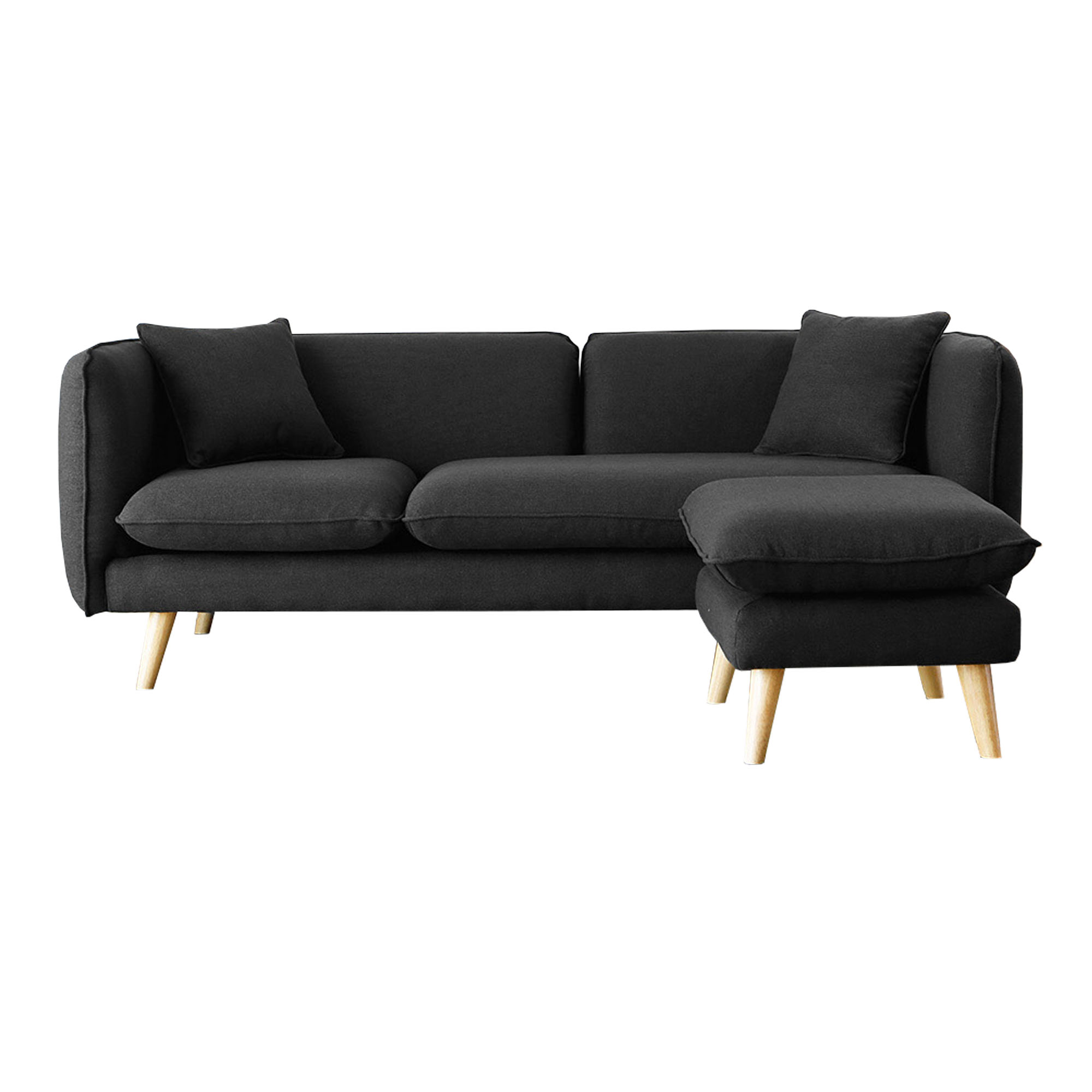 Canapé 3 places et 1 pouf gris anthracite