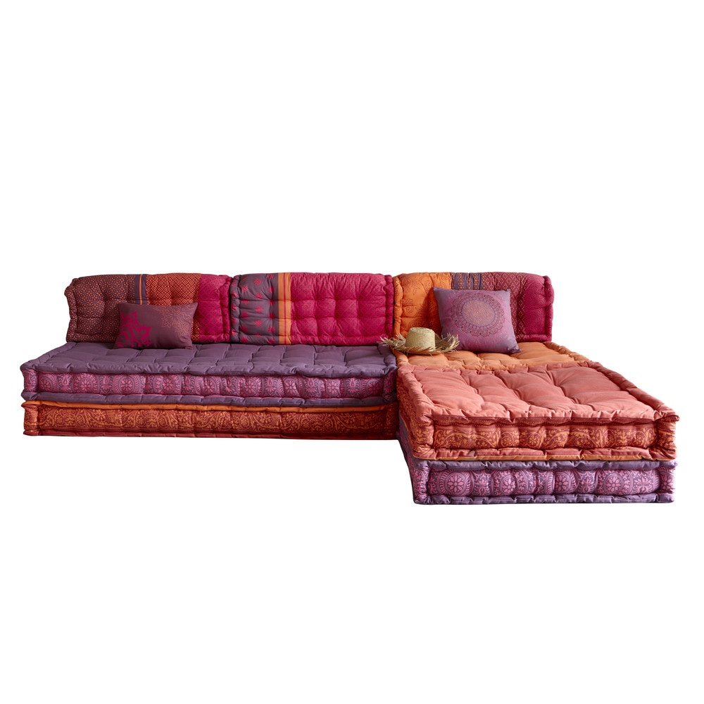 Banquette d'angle modulable 6 places en coton Madurai