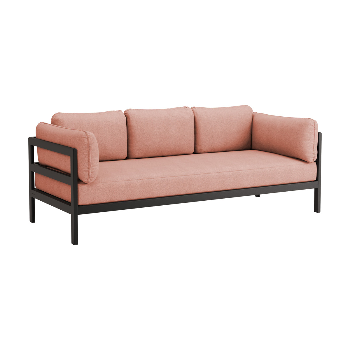 Canapé 3 places en métal noir et tissu rose chiné Easy- Tiptoe